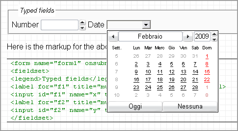 Selezione della data su un form in HTML5